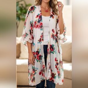 Gorgeous Betsey Johnson Flowy Ruffle Chiffon Kimono - OS